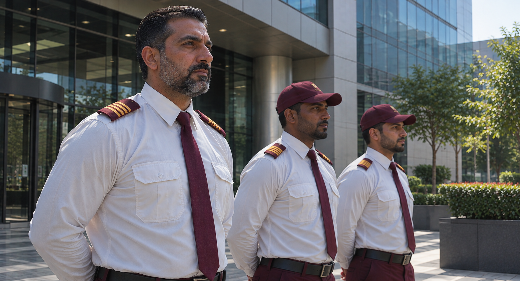 AlFursan AlOula security officers on duty at a modern Saudi corporate building